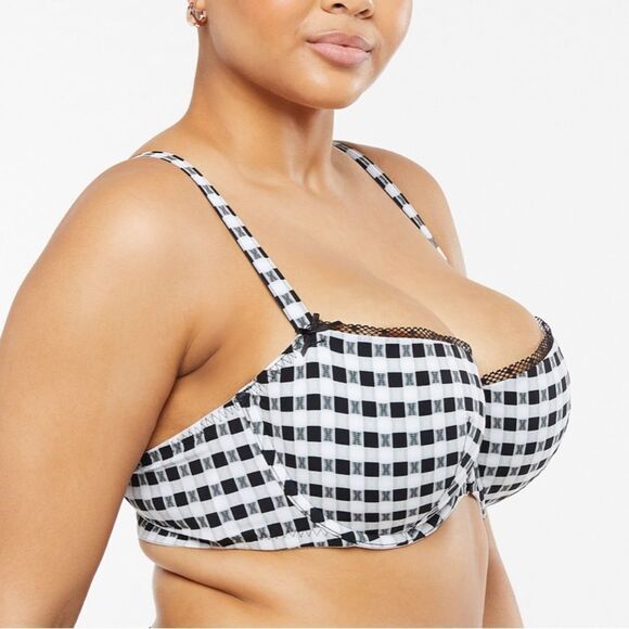 Savage Fenty Gingham Remix LowCut Balconette Padded Bra Logo Check Print 36D nwt - Picture 3 of 8